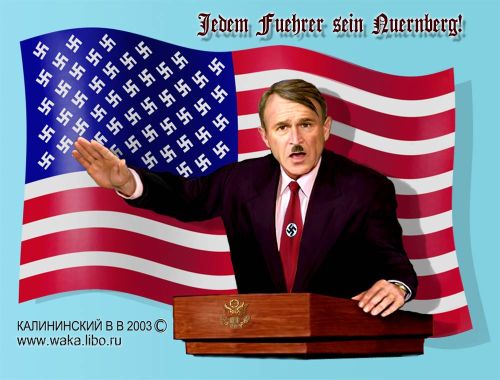Bush als "Führer" - US-Sternenbanner mit Hakenkreuzen statt Sternen