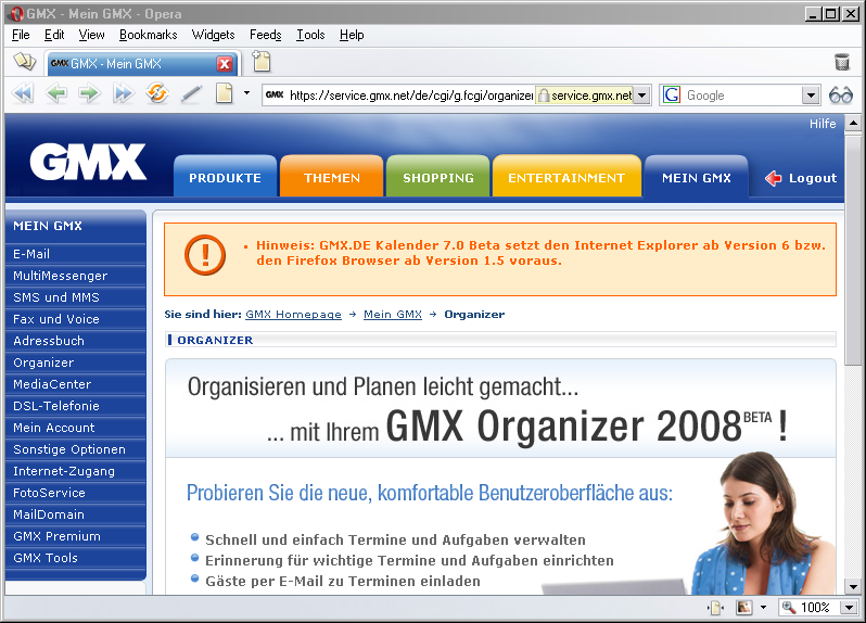 GMX Organizer 2008 Beta
