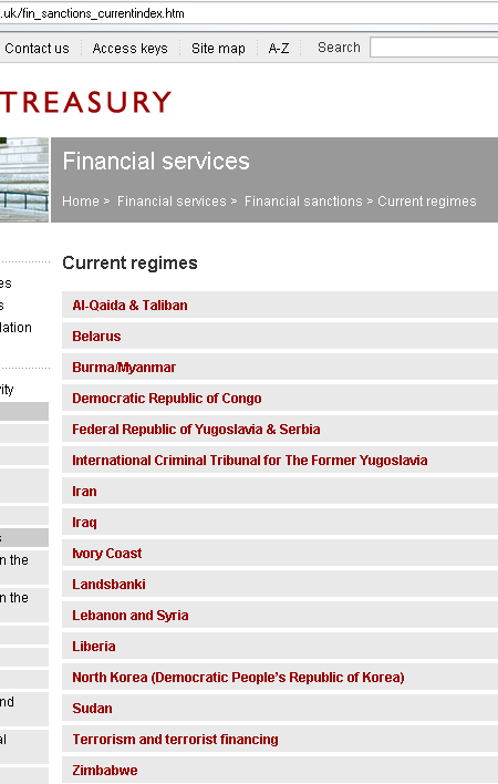 Landsbanki on the HM Treasury sanction list