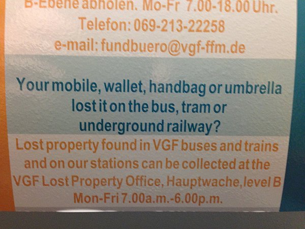 Your mobile, wallet, handbag or umbrella lost it on the bus, tram or underground railway?